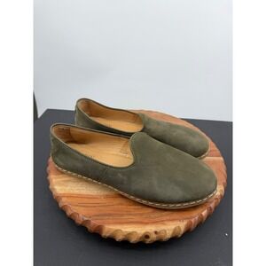 Charix Artisan Loafers Mens 43 10-10.5 Olive Green Nubuck Leather Slip On Shoes